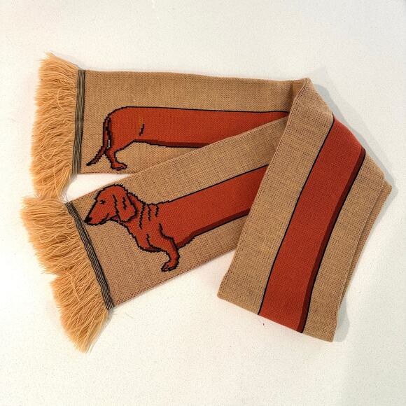 Dolls Kill Accessories - Dolls Kill Wiener Dog Dachshund Scarf Dachshund 70x7.5 Inches Woven Novelty Wrap